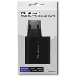 Qoltec 51716 Netzgerät/Wechselrichter Indoor 63 W Schwarz - Schwarz
