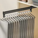 ANXJLEO Ausziehbare Hosenbügel Platzsparend, Ausziehbare Kleiderstange,Verstellbarer Kleiderschrank Teleskopstange Kleiderstange zum Aufhängen von Kleidung, Hosen und Krawatten (Schwarz, 50cm)