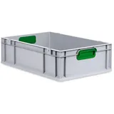 Proregal Eurobox NextGen Color | HxBxT 17x40x60cm | 34 Liter | Griffe grün geschlossen | Glatter Boden | Eurobehälter, Transportbox, Transportbehälter,