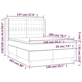 vidaXL Boxspringbett 140 x 200 cm Dunkelgrau