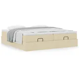 vidaXL Ottoman-Bett mit Matratzen Creme 200x200 cm Stoff