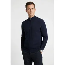 Olymp Strickjacke OLYMP, Herren, Gr. 3XL, blau (marine), Strick, Obermaterial: 100% Baumwolle, regular fit, Rippbündchen, Strickjacken Strickjacke, Stehkragen, regular fit
