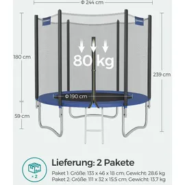 Songmics Trampolin 244 cm Schwarz-Blau