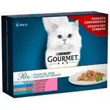 Purina Gourmet Perlen Vergnügen des feuchten Meeres Katzen mit Lachs, Scholle, Thunfisch und Meeresfisch, 80 Beutel à 85 g