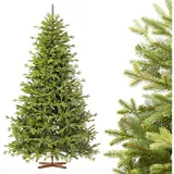 FairyTrees Weihnachtsbaum Künstlich 220cm Bayerische Tanne Premium Made In Eu Christbaum Holzständer Tannenbaum Künstlich Mit Naturgetreue Spritzguss Elemente - Fairytrees