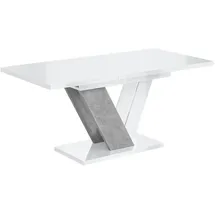 altdecor Esstisch Weiß Hochglanz, Grau, Rechteckig,Rechteckig, Bodenplatte, 80x75x120 cm, Esszimmer, Tische, Esstische