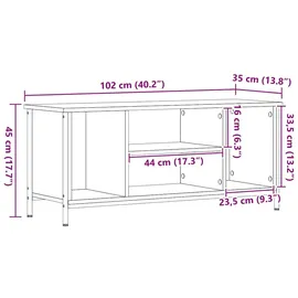 vidaXL TV-Lowboard Eiche Handwerklich 102 x 35 x 45 cm Holzwerkstoff