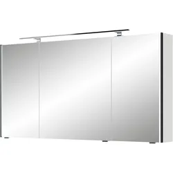 Spiegelschrank SAPHIR "Serie 7045 Badezimmer-Spiegelschrank inkl. LED-Beleuchtung, 3 Türen", weiß (weiß glanz), B:133,2cm H:70,3cm T:17cm, Spanplatte, Schränke, Badschrank 133,2 cm breit, inkl. LEDplus Schalter und Türdämpfer