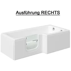 Solarna 170x85/70cm Badewanne mit Tür Seniorenbadewanne, Rechts, ohne Duschkabine