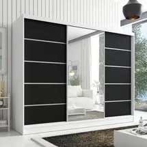 a&j möbelland gmbh Schiebetürenschrank AURELIA 1 200 x 215 x 59,5 cm Schwarz/Weiß