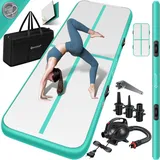 KESSER KESSER® Turnmatte Aufblasbar Airtrack Fitness-Matte Gymnastikmatte 3/4/5/6m inkl. Tragetasche & elektr. Luftpumpe Yogamatte, Tumbling Matten , Trainingsmatte Sportmatte Yoga, Turn- & Fitness