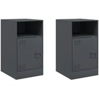 VidaXL Nachttische 2 Stk. Anthrazit 34,5x39x62 cm Stahl