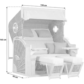 deVries Strandkorb Holz, Teakholz, Uni, 150x165x92 cm, Gartenmöbel, Strandkörbe