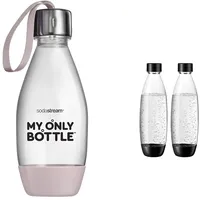 SodaStream My Only Bottle Pink - 0,5 Liter - Langlebige Flasche & DuoPack Fuse 2x 1L KST-Flasche - spülmaschinengeeignet (BPA frei) - Ersatzflaschen Wassersprudler mit PET-Flaschen, Schwarz