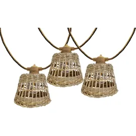 Lumisky Lichterkette Rattan 8 m 10 Lampenschirme warmweiß