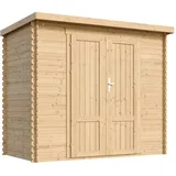TIMBELA M310F1 Holz Gartenhaus 2,63 m2, Geräteschuppen Mit 19 mm Wandstärke, Gerätehaus Und Fahrradschuppen Für Gartenwerkzeug, Ohne Boden, Massivholz-Paneeltüren