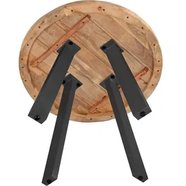 sam möbel gmbh Esszimmertisch rund 100 cm Mangoholz naturfarben schwarz Adelina - Hellbraun