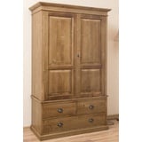 Casa Padrino Kleiderschrank Landhausstil Kleiderschrank Braun 121 x 59 x H. 197 cm - Massivholz Schlafzimmerschrank mit 2 Türen und 3 Schubladen - Landhausstil Schlafzimmer Möbel