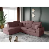 Fun Möbel Ecksofa Ecksofa FREJA Ottomane Links oder Rechts in Stoff, inkl. 2 Zierkissen, mit Schlaffunktion rosa