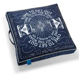 Volkswagen Kissen T1 Bulli Retro Heritage Rückenkissen, Time to Get Out, wasserabweisend, blau/weiß