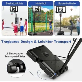 Costway Basketballständer 245-305cm höhenverstellbar, Basketballkorb mit Ständer, 2 Rädern & Gewichtssack, Mobile Basketballanlage