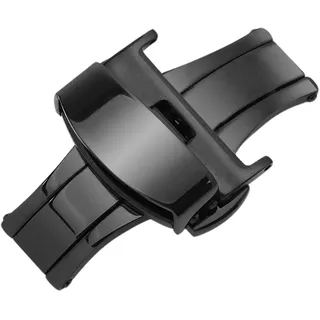 Tainrunse Uhrenschließe Edelstahl Uhrenarmbandschließe Universal Leicht Schwarz 22mm