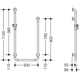 Hewi Duschhandlauf Hewi 801 U-Form umbra