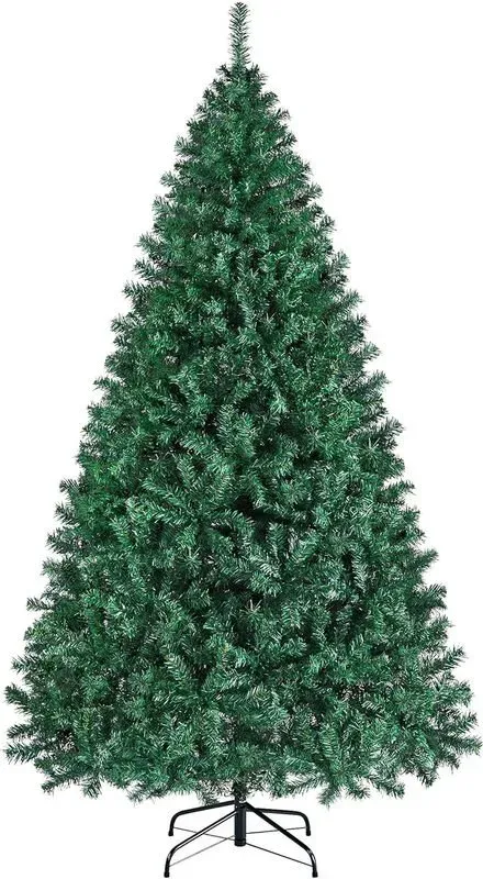 Yaheetech 2,1 m (7FT) künstlicher Weihnachtsbaum, Scharnierfichte, mit 1446 PVC-Spitzen und klappbarem grünem Ständer