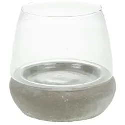 Abgerundetes Windlicht kleines Modell - Transparent Rund Stein Amadeus 14.5x14.5 cm