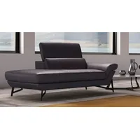 Ottomane EGOITALIANO "Narcisa, Designsofa" Sofas Gr. B/H/T: 174cm x 96cm x 110cm, Leder BULL, Ottomane links, schwarz mit verstellbarer Kopfstütze, Solitärmöbel als Blickfang