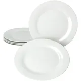 VAN WELL 12tlg Tafel-Service Basic Suppenteller Speiseteller weißes Porzellan-Geschirr