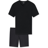 SCHIESSER Uncover by Schiesser Herren Pyjama Kort Schlafanzug kurz, Schwarz 50