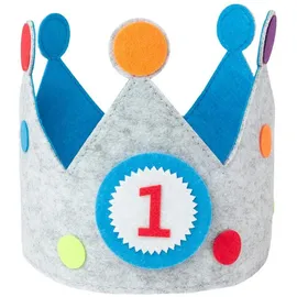 Intirilife Geburtstagskrone aus Filz 57,5 x 15,5 cm Blau/Grau