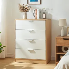 [en.casa] Kommode Varkaus 90 x 70 x 40 cm Eichenoptik / Weiß