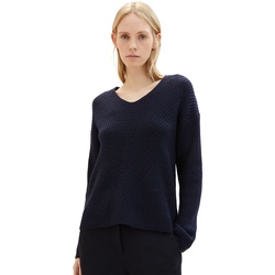 Tom Tailor Damen Pullover KNIT V-NECK Regular Fit Blau 10668 XL