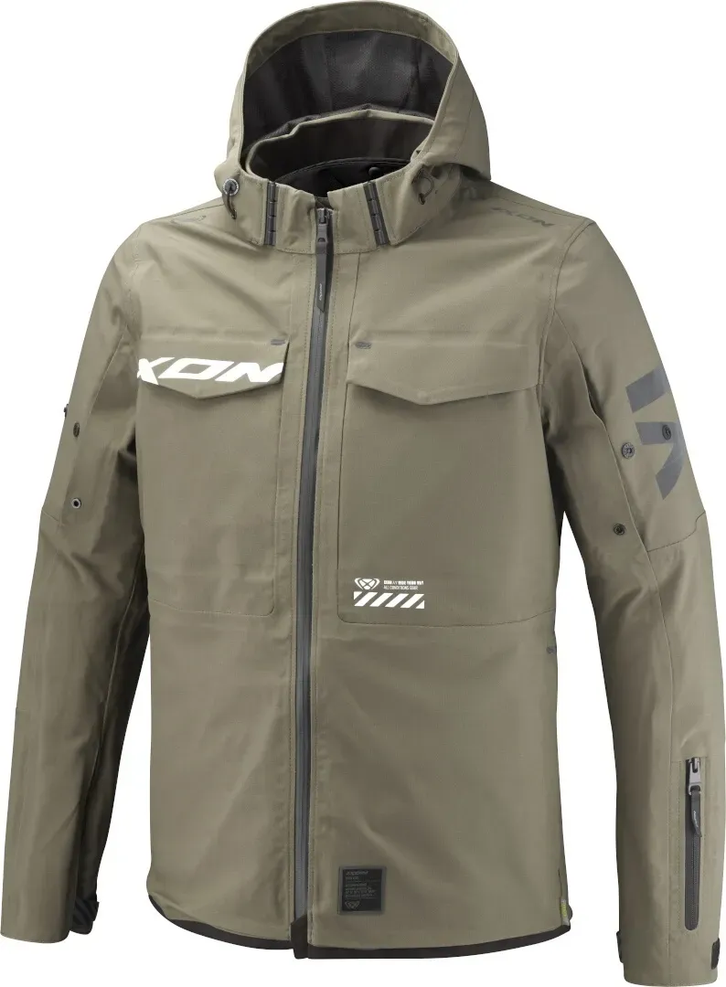 Ixon Square waterdichte motorfiets textieljas, groen-bruin, 3XL Voorman