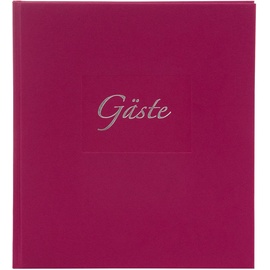 Goldbuch gästebuch mit Lesezeichen, Seda, 23 x 25 cm, 176 weiße Blankoseiten Schreibpapier, Kunstdruck gerippt mit Silberprägung, Brombeere, 48048