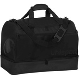 Uhlsport ESSENTIAL 50 Liter SPIELERTASCHE Sporttasche Reisetasche für Damen und Herren - mit Bodenfach - Tasche für Sport, Reisen, Fitness, Gym, Handball, Fußball - Schwarz M