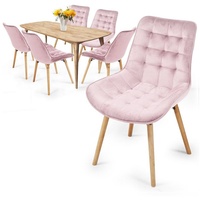 MIADOMODO Esszimmerstuhl Esszimmerstühle Wohnzimmerstühle Küchenstuhl Samt Polster gesteppt (6 St) rosa