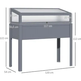 Outsunny Hochbeet Holz 120 x 54 x 122 cm Grau