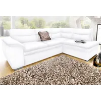 Ecksofa COTTA "Leandra L-Form", weiß (altweiß), B:250cm H:88cm T:90cm, NaturLEDER: Bitte beachten Sie, dass Lederbezüge mehr Nähte aufweisen als Stoffbezüge., Kunstleder Softlux, NaturLEDER (echtes Rindsleder) in Sitz und Rücken., Luxus-Microfaser (100% Polyester), Sofas, wahlweise mit Bettfunktion & Bettkasten