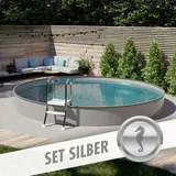 POOL Total Set SILBER Ø 4,50 x 1,20 m anthrazit Folie grau, teileingelassen