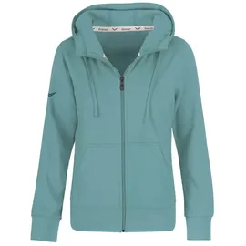 TRIGEMA Sweatjacke TRIGEMA "TRIGEMA Kapuzenjacke", Damen, Gr. XXL, grün (seegras), Sweatware, 50% Baumwolle, 50% Polyester, lang, ohne Ausschnitt, Sweatjacken Sweatjacke