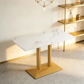 360Home Esszimmertisch 120 x 75 x 60 cm weiß/gold