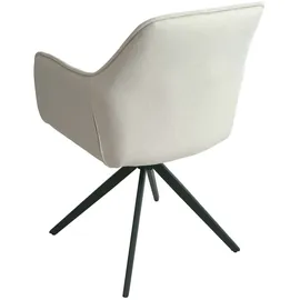 Mendler 6er-Set Esszimmerstuhl HWC-L80, Küchenstuhl Polsterstuhl Stuhl mit Armlehne, drehbar, Metall Stoff/Textil ~ creme-beige