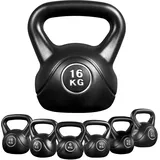 Yaheetech Kettlebell Schwarz Kugelhantel mit Neoprenbeschichtung 6-20 Kg Schwunghantel Gewichte Hantel für Kraftraining 16 kg