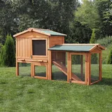 Miweba MyAnimal Hasenstall MH-03 | Kaninchenstall mit Freilaufgehege - Hasenkäfig - Kleintierkäfig - Holz imprägniert - Kaninchenkäfig Winterfest - Kleintiergehege - Käfig - Hasenhaus (Braun)