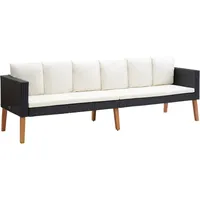 vidaXL Gartensofa 3-Sitzer mit Auflagen Sofa Lounge Gartenmöbel Sitzgruppe Couch Gartenset Sitzgruppe Gartenbank Poly Rattan Schwarz