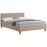 CARO-Möbel Polsterbett Adele Bett mit Stoff in beige 140x200 cm Schlafzimmer, Betten, Polsterbetten