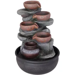 RGB LED Zimmer Tisch Brunnen Farbwechsel Deko Schalen Wasser Spiel Lampe grau schwarz